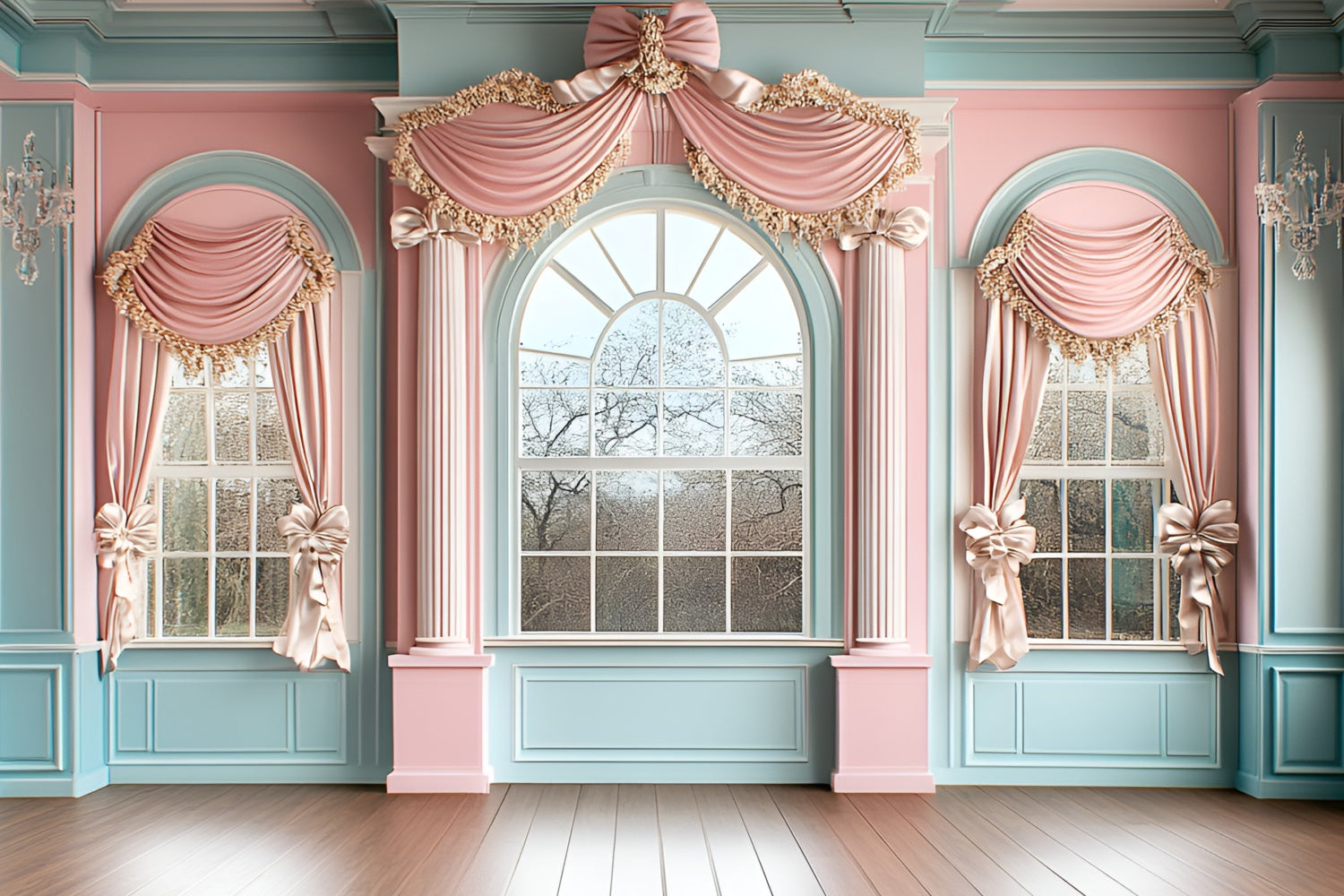 Vintage Wall Backdrop Romantic Pastel Draped Window Backdrop UK CSH2-272