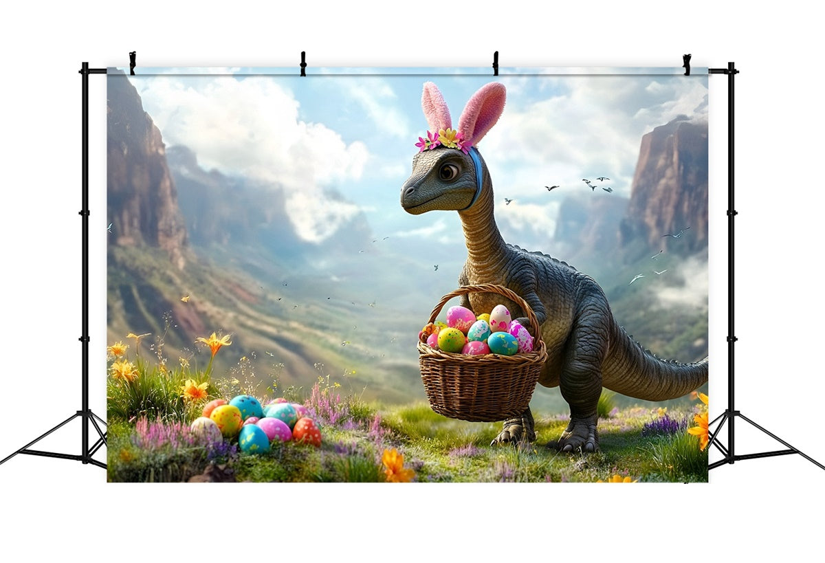 Easter Photography Backdrops Dinosaur Bunny Egg Hunt Backdrop UK CSH2-28