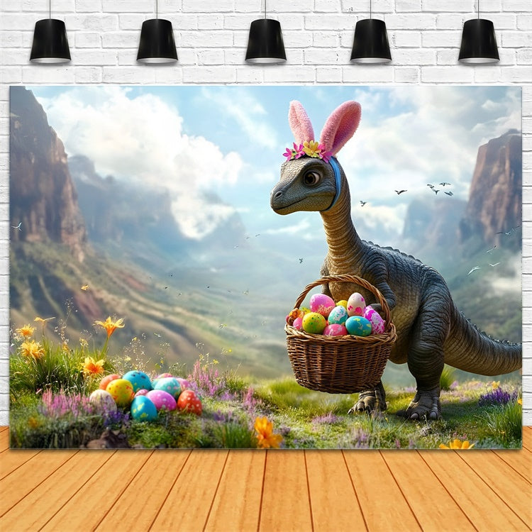 Easter Photography Backdrops Dinosaur Bunny Egg Hunt Backdrop UK CSH2-28