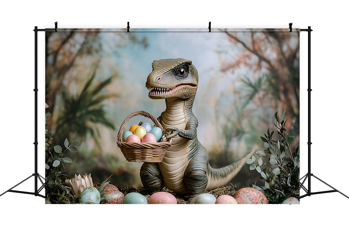 Easter Backdrop Photography Dino Colorful Egg Basket Backdrop UK CSH2-29