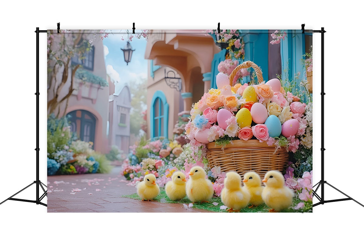 Photo Backdrops Easter Cute Ducklings Spring Flowers Backdrop UK CSH2-30