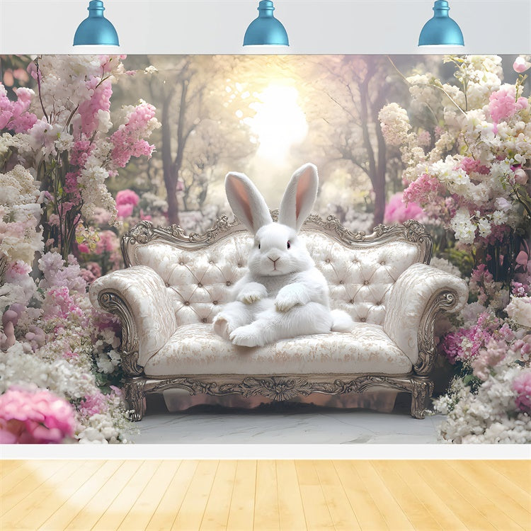 Easter Photo Backdrop Tranquil Spring Garden Rabbit Backdrop UK CSH2-33