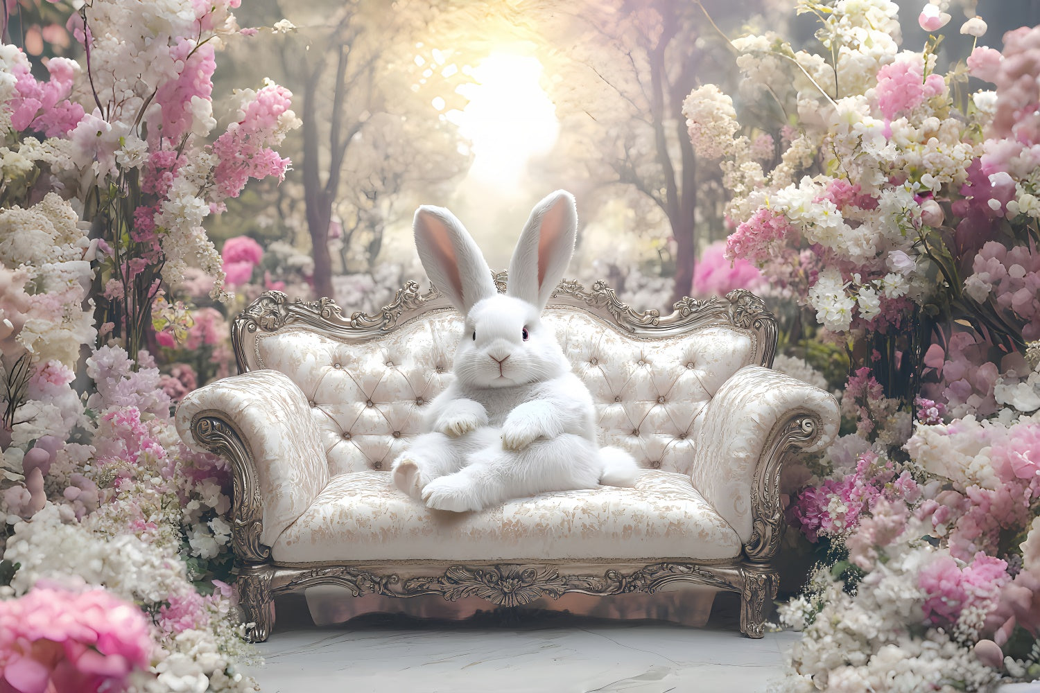 Easter Photo Backdrop Tranquil Spring Garden Rabbit Backdrop UK CSH2-33