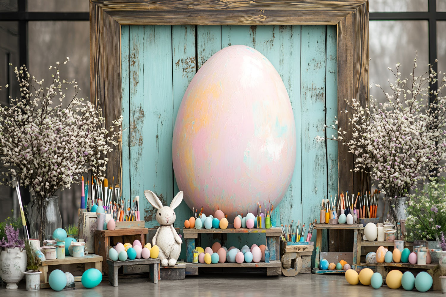 Photography Backdrop Easter Painted Eggs Art Corner Backdrop UK CSH2-34