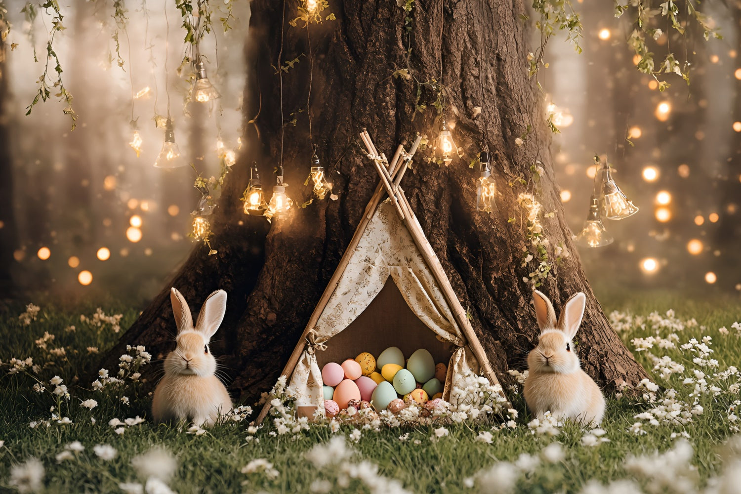 Easter Backdrops Ideas Magical Bunny Cozy Tent Backdrop UK CSH2-35