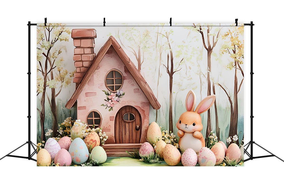 Easter Backdrop Photography Bunny Cottage Floral Eggs Backdrop UK CSH2-4