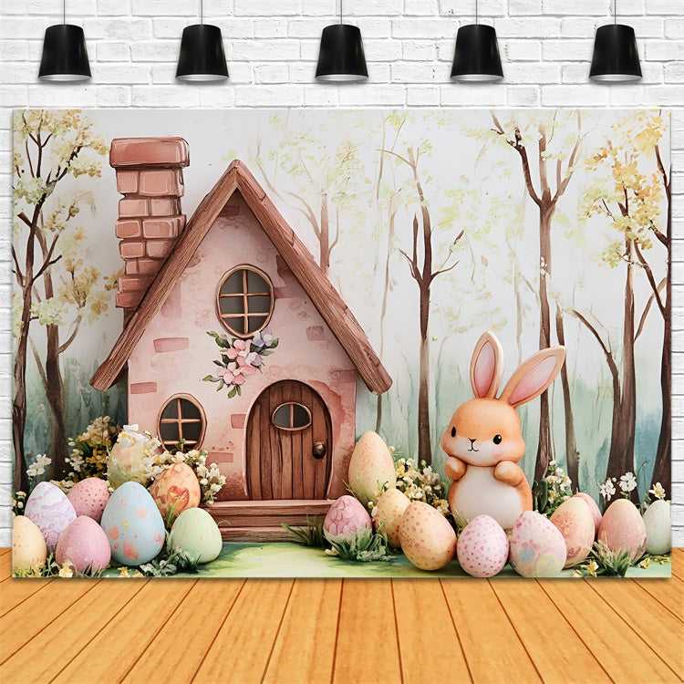 Easter Backdrop Photography Bunny Cottage Floral Eggs Backdrop UK CSH2-4