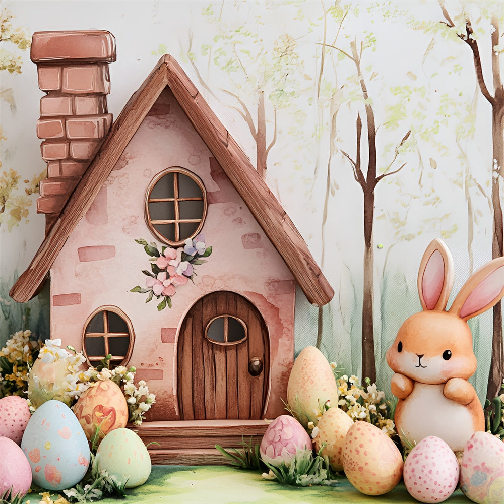 Easter Backdrop Photography Bunny Cottage Floral Eggs Backdrop UK CSH2-4