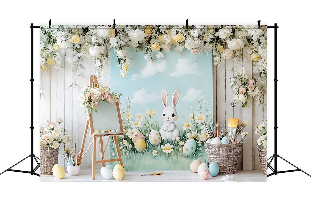 Photo Backdrops Easter Cute Bunny Flowers Eggs Backdrop UK CSH2-40