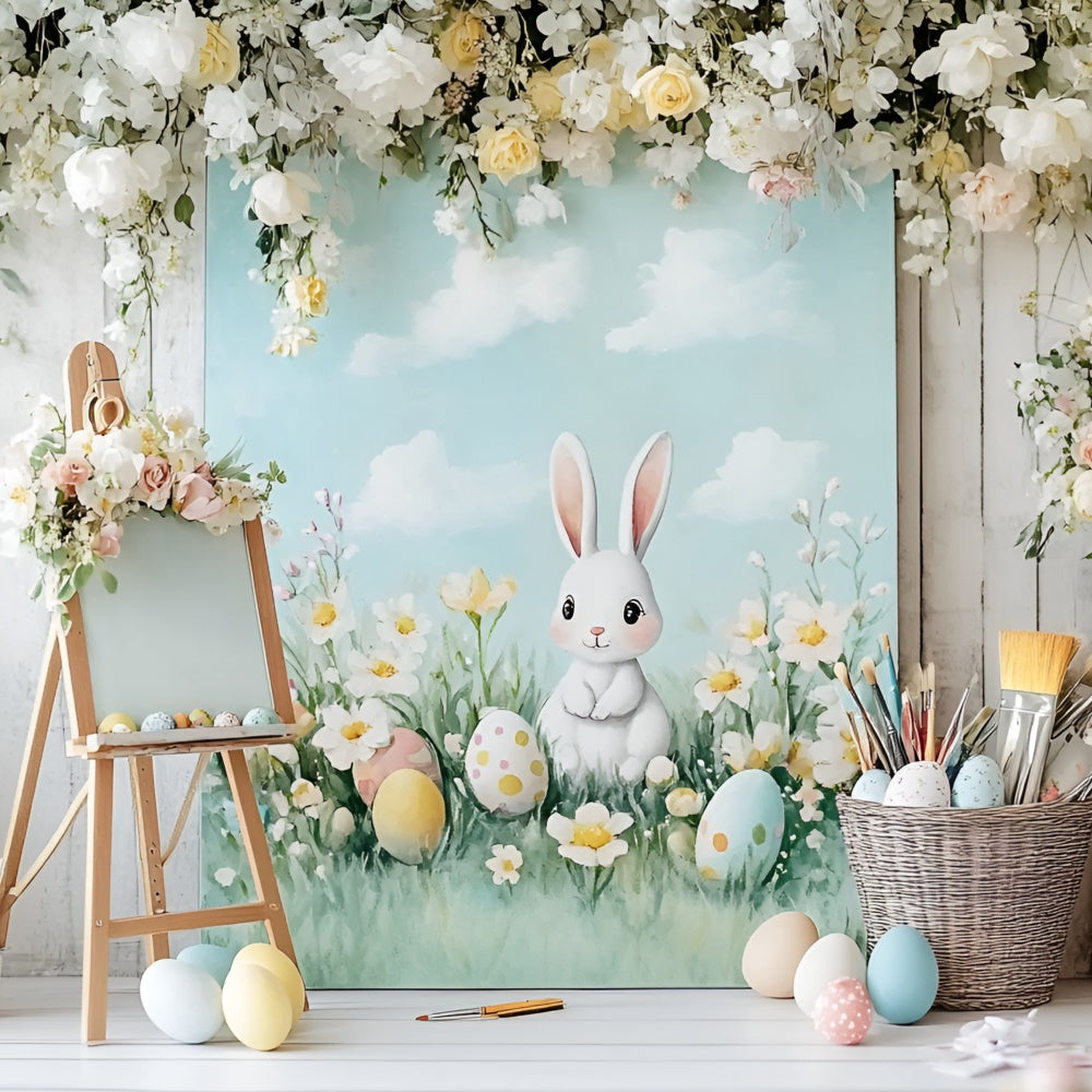 Photo Backdrops Easter Cute Bunny Flowers Eggs Backdrop UK CSH2-40