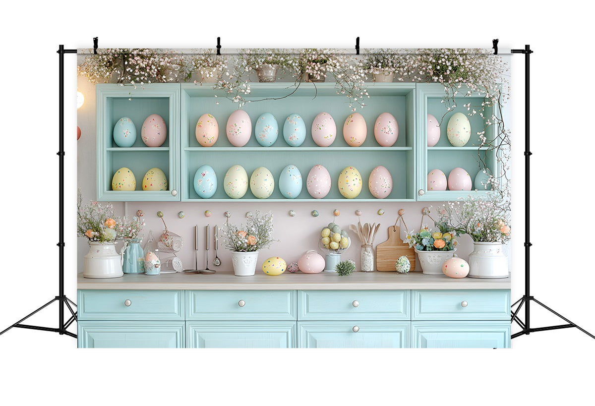 Easter Backdrops Ideas Vibrant Flower Painted Eggs Backdrop UK CSH2-41