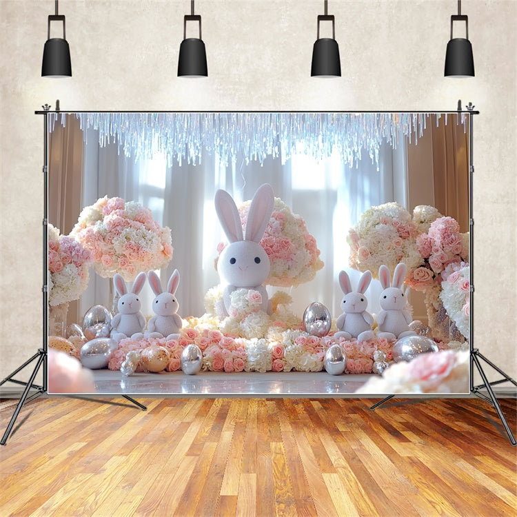 Easter Photo Backdrop Adorable Bunny Display Flower Backdrop UK CSH2-43