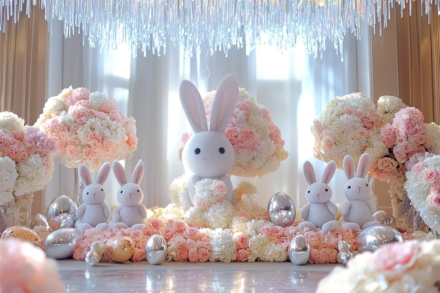 Easter Photo Backdrop Adorable Bunny Display Flower Backdrop UK CSH2-43