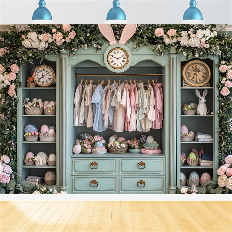 Easter Backdrops Ideas Vintage Bunny Wardrobe Display Backdrop UK CSH2-44