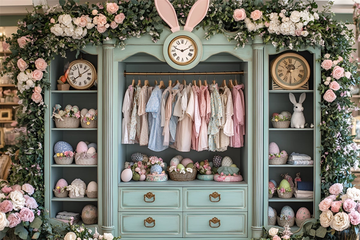 Easter Backdrops Ideas Vintage Bunny Wardrobe Display Backdrop UK CSH2-44