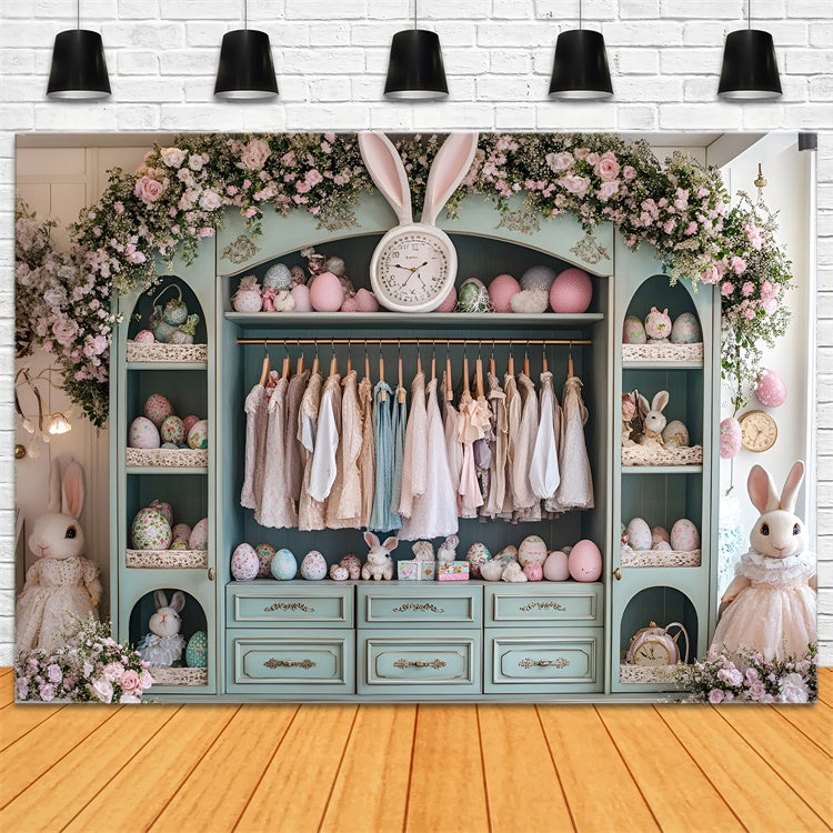 Photography Easter Backdrop Bunny Closet Floral Decor Backdrop UK CSH2-45