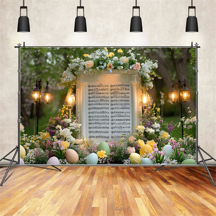 Easter Picture Backdrops Garden Music Score Blossoms Backdrop UK CSH2-47