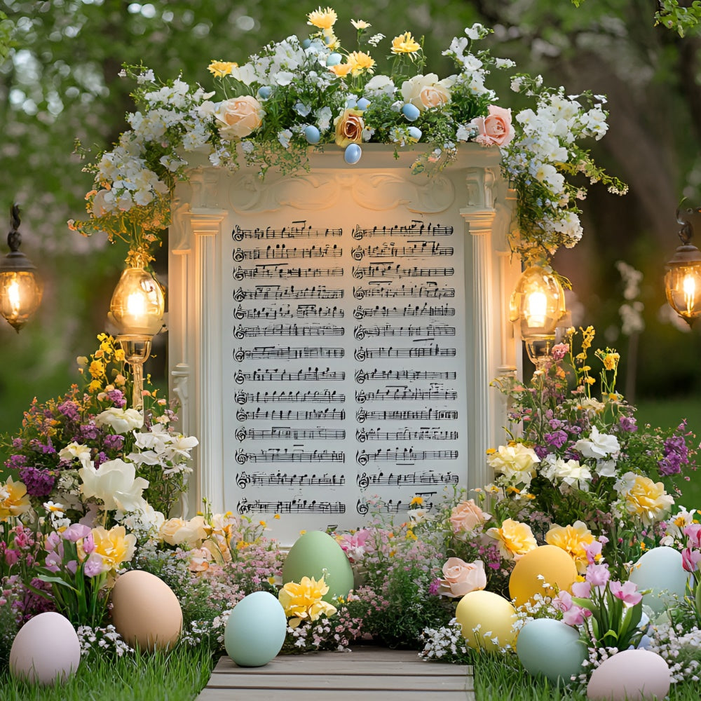 Easter Picture Backdrops Garden Music Score Blossoms Backdrop UK CSH2-47