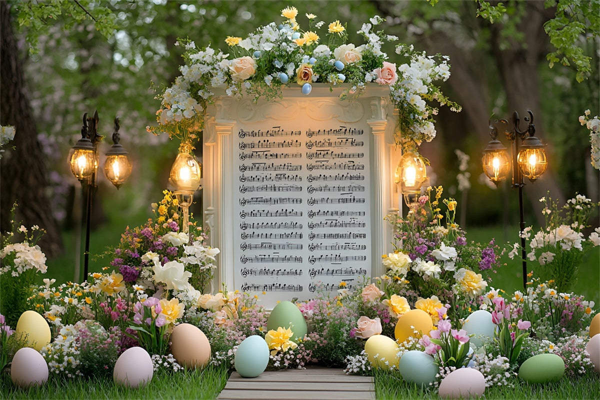 Easter Picture Backdrops Garden Music Score Blossoms Backdrop UK CSH2-47