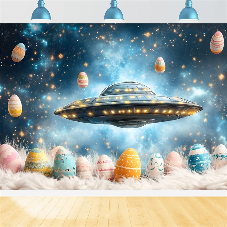 Easter Photo Backdrop Space Adventure Egg Collection Backdrop UK CSH2-48