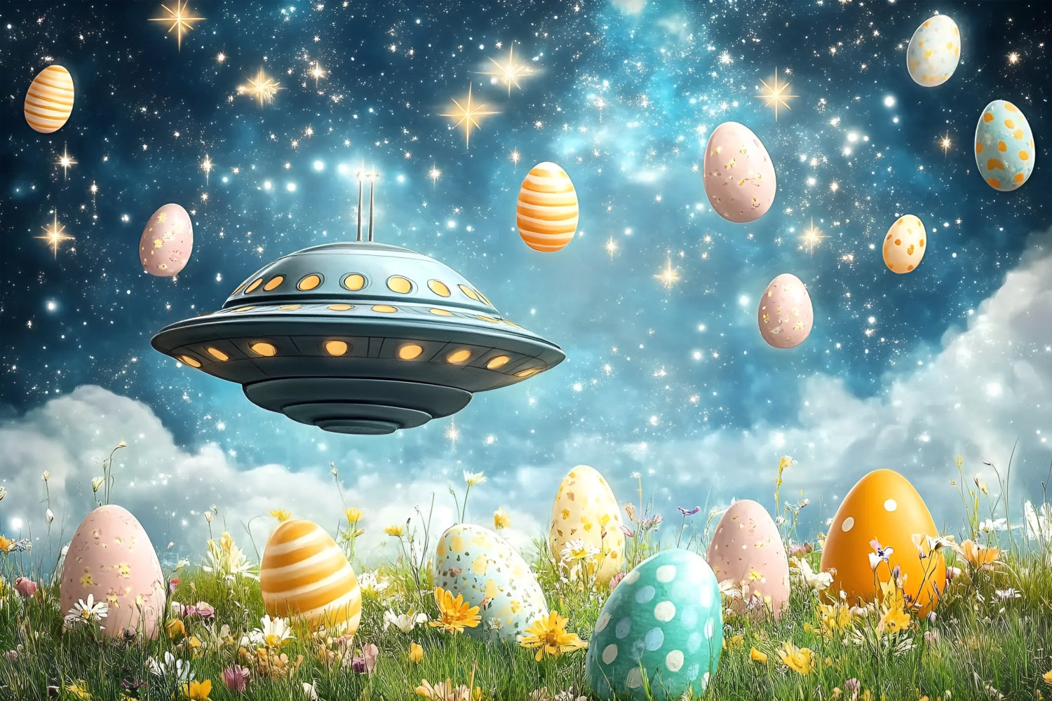 Easter Backdrop Photography Easter Space Egg Adventure Backdrop UK CSH2-49