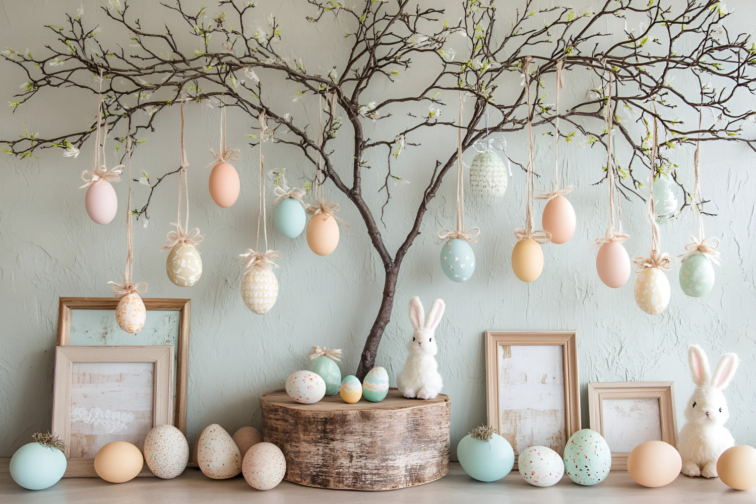 Easter Backdrops Photography Spring Bunny Egg Tree Backdrop UK CSH2-51