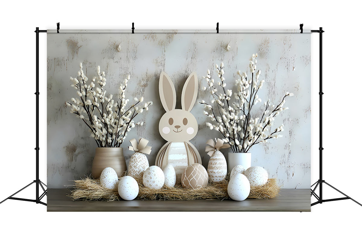 Easter Backdrops Whimsical Bunny Colorful Eggs Backdrop UK CSH2-54