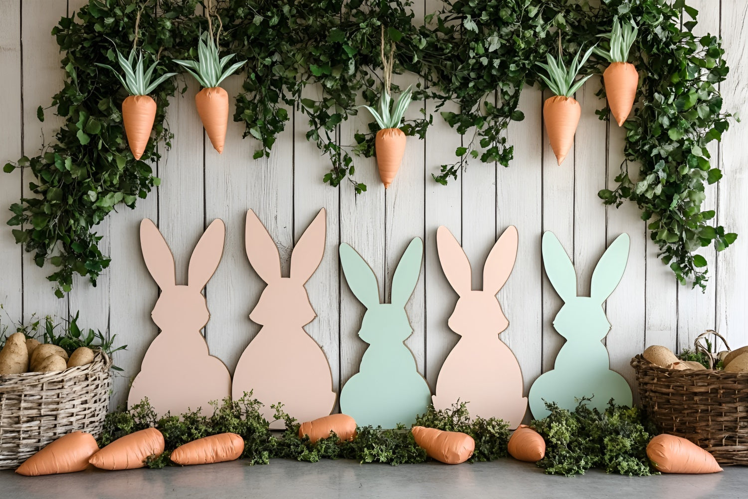 Easter Backdrops Ideas Carrot-Themed Bunny Display Backdrop UK CSH2-56