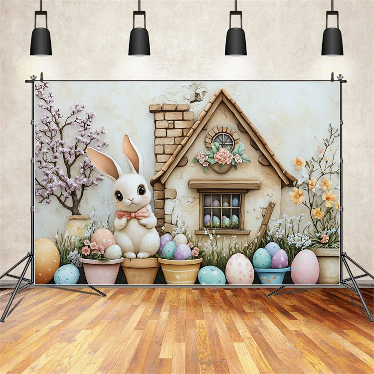 Photo Backdrops Easter Floral Bunny Garden Egg Backdrop UK CSH2-6