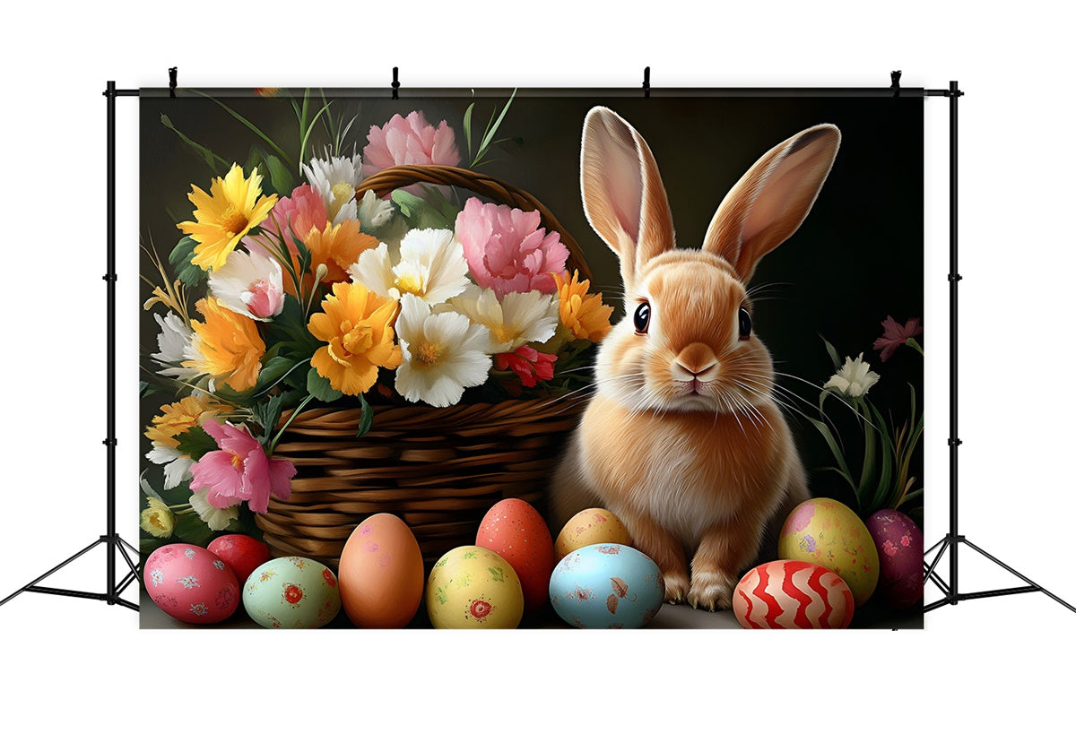 Photography Easter Backdrop Charm Floral Vibrant Bunny Backdrop UK CSH2-60