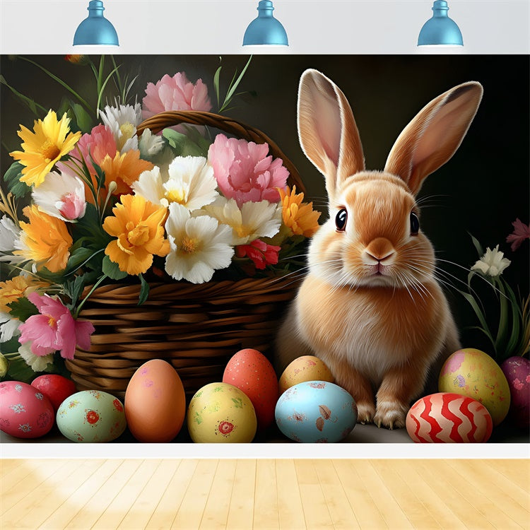 Photography Easter Backdrop Charm Floral Vibrant Bunny Backdrop UK CSH2-60