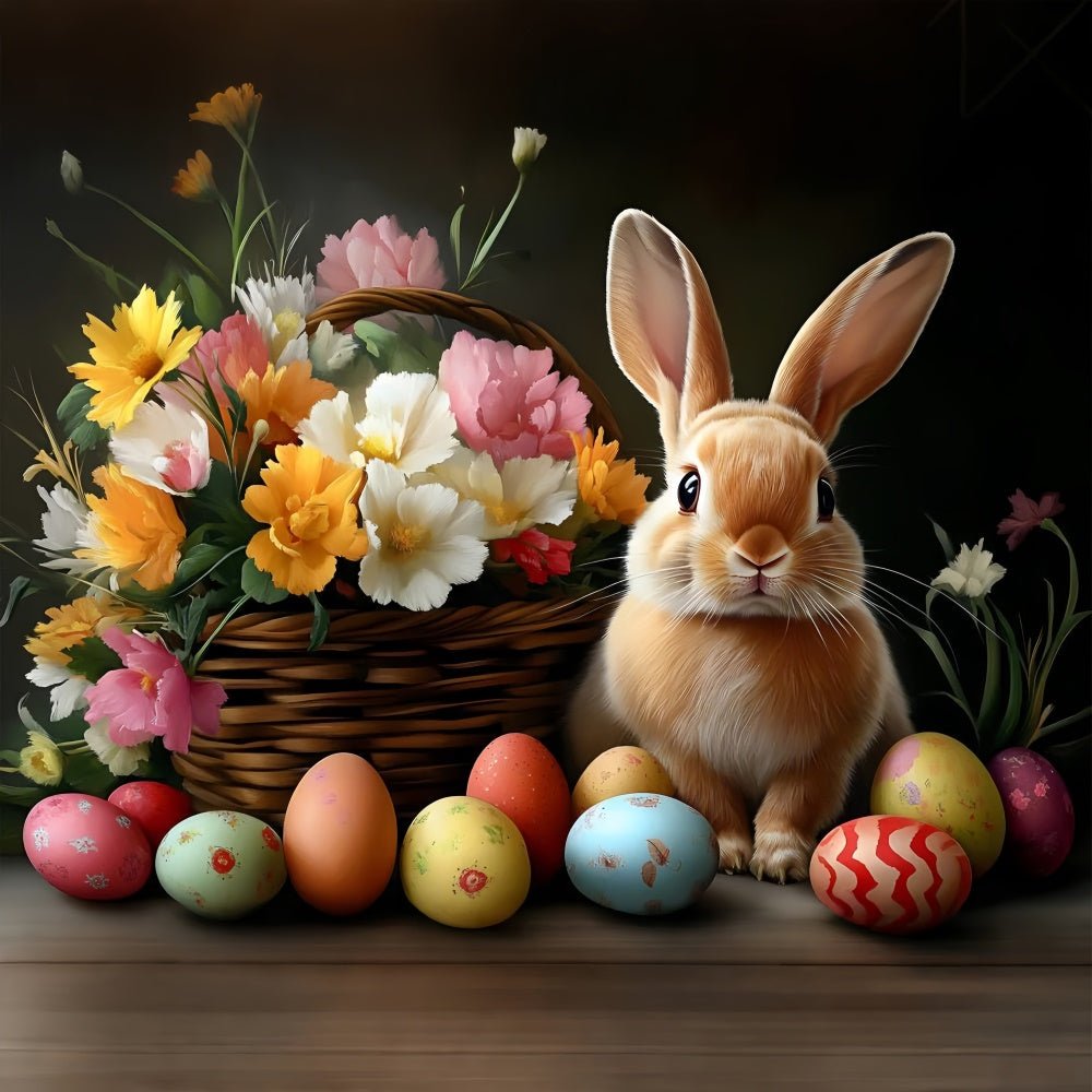 Photography Easter Backdrop Charm Floral Vibrant Bunny Backdrop UK CSH2-60