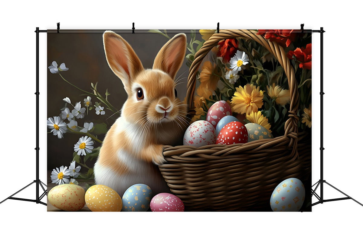 Easter Photo Backdrop Rustic Bunny Blossom Basket Backdrop UK CSH2-61