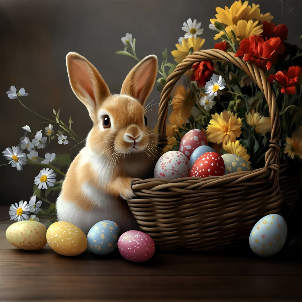 Easter Photo Backdrop Rustic Bunny Blossom Basket Backdrop UK CSH2-61