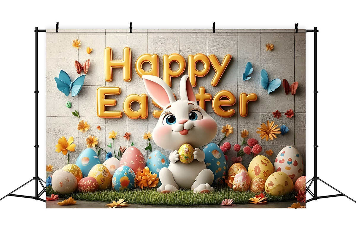 Easter Photo Backdrop Cheerful Bunny Egg Garden Backdrop UK CSH2-67