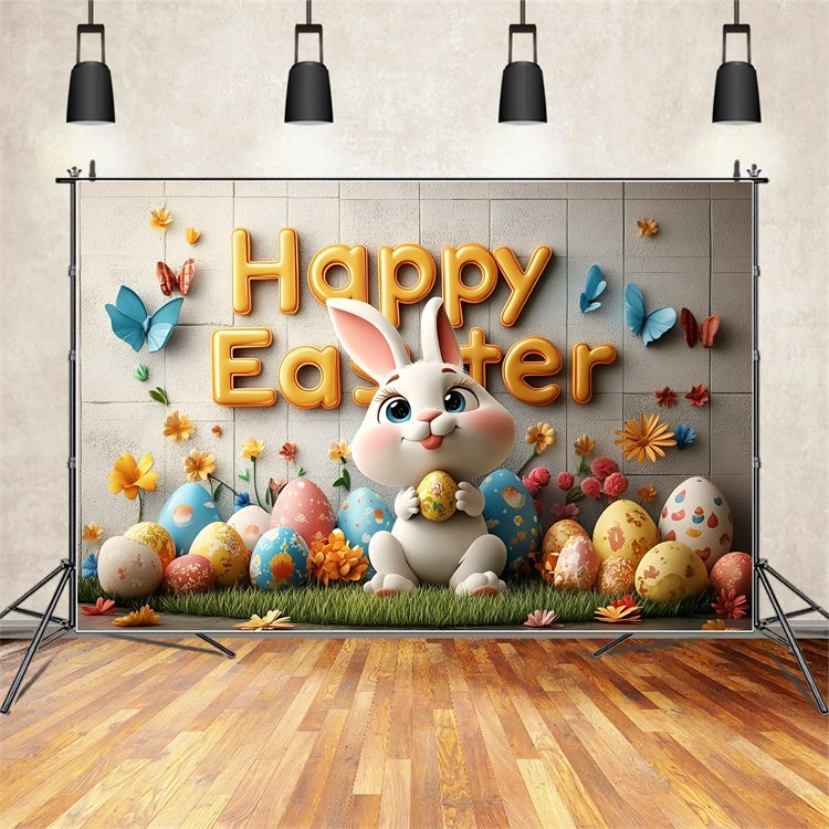 Easter Photo Backdrop Cheerful Bunny Egg Garden Backdrop UK CSH2-67