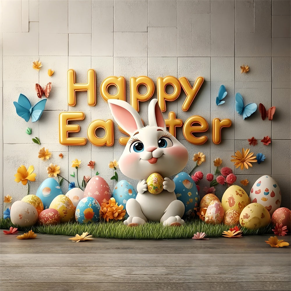 Easter Photo Backdrop Cheerful Bunny Egg Garden Backdrop UK CSH2-67