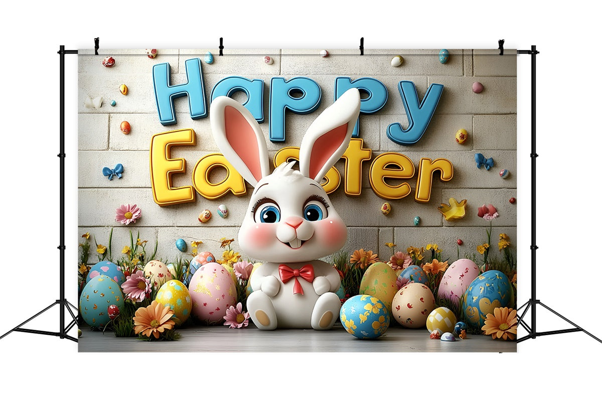 Easter Backdrops Photography Joyful Bunny Colorful Egg Backdrop UK CSH2-68