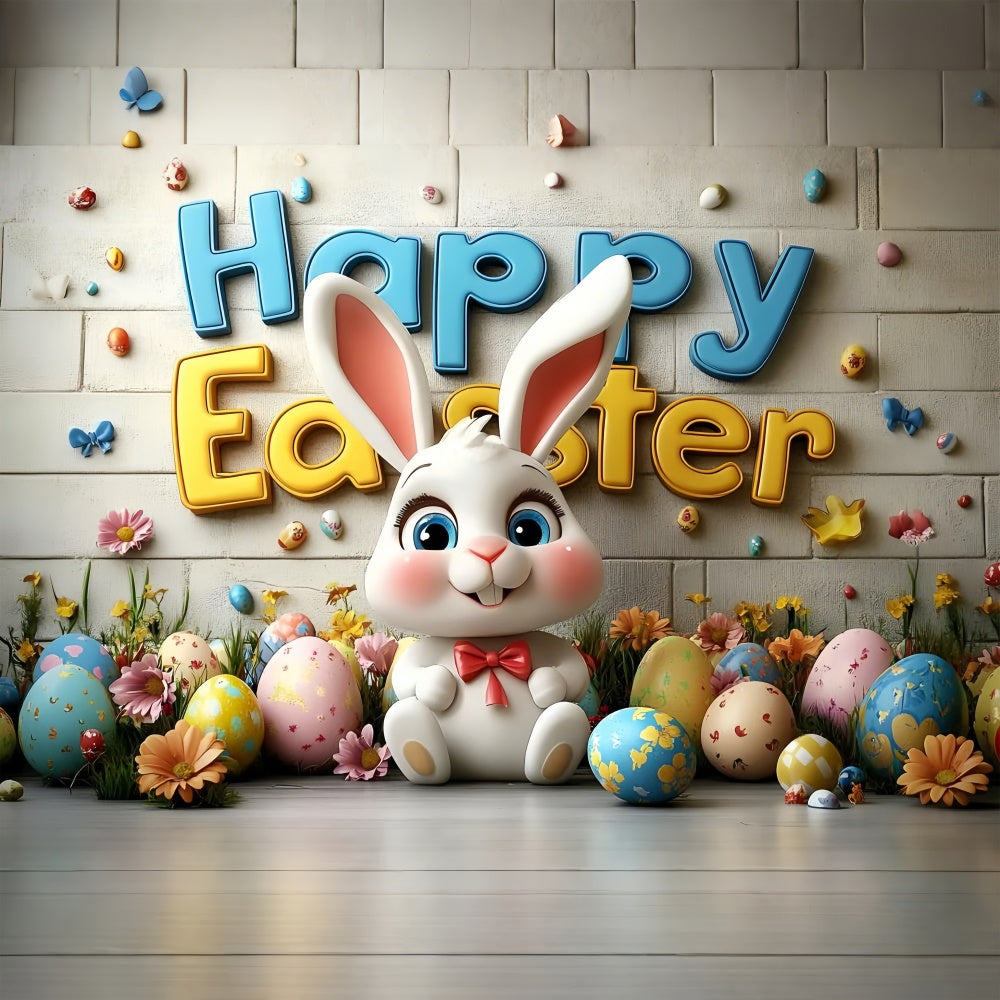 Easter Backdrops Photography Joyful Bunny Colorful Egg Backdrop UK CSH2-68