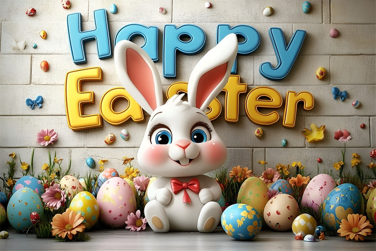 Easter Backdrops Photography Joyful Bunny Colorful Egg Backdrop UK CSH2-68