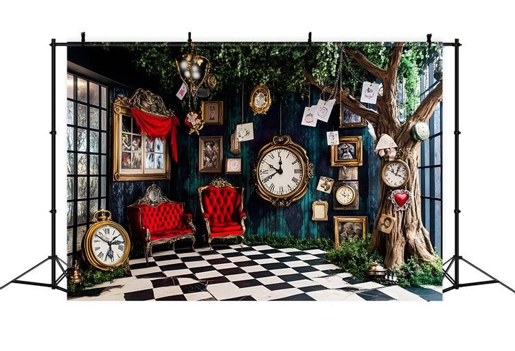 Easter Backdrop Ideas Mystical Wonderland Clock Room Backdrop UK CSH2-69