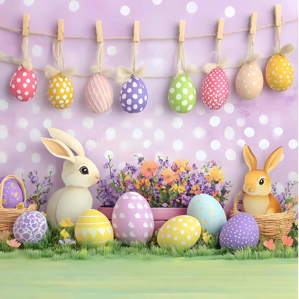 Photography Easter Backdrop Fun Bunny Colorful Eggs Backdrop UK CSH2-7