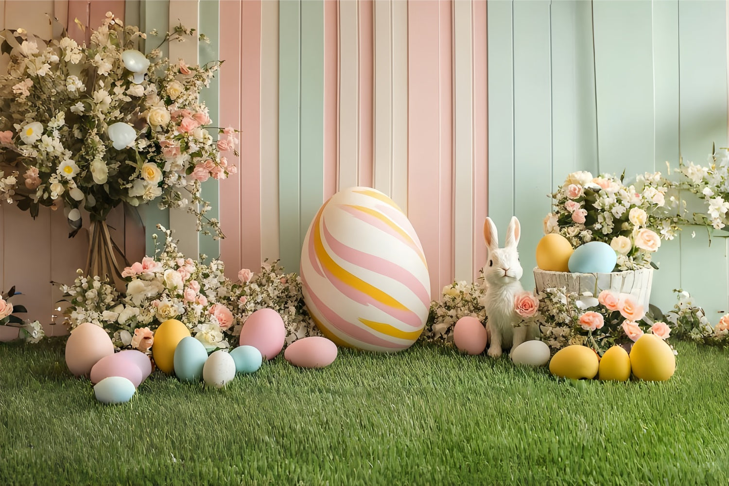 Easter Photo Backdrop Pastel Bunny Egg Celebration Backdrop UK CSH2-71