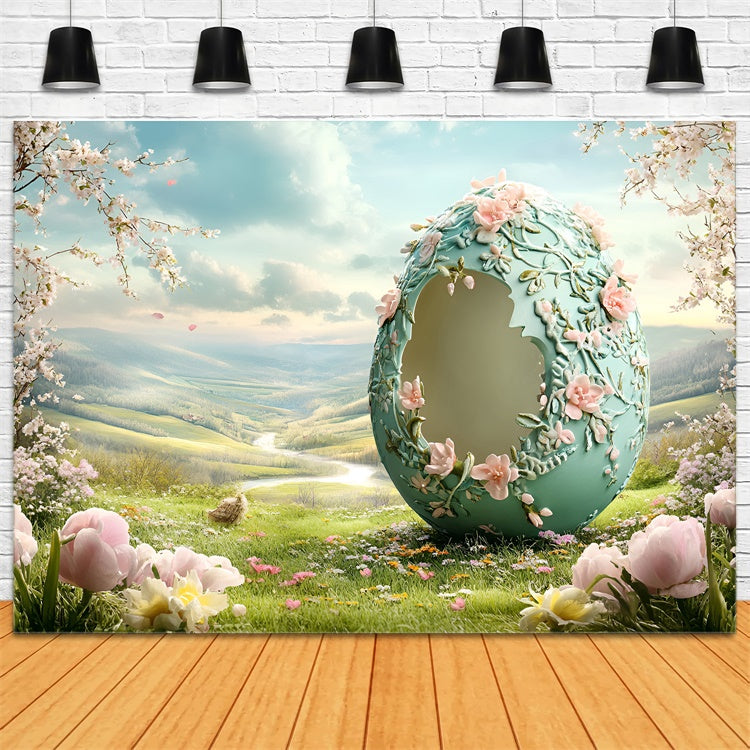 Easter Backdrops Photography Fantasy Carved Egg Bloom Backdrop UK CSH2-75