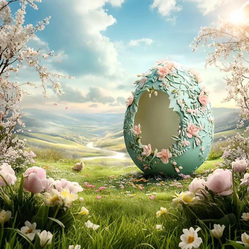 Easter Backdrops Photography Fantasy Carved Egg Bloom Backdrop UK CSH2-75