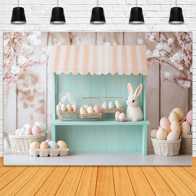 Easter Backdrops For Photography Floral Bunny Egg Shop Backdrop UK CSH2-76