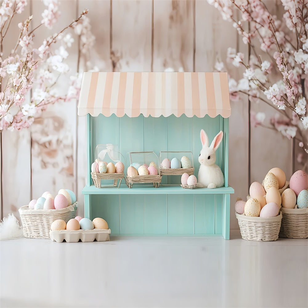 Easter Backdrops For Photography Floral Bunny Egg Shop Backdrop UK CSH2-76