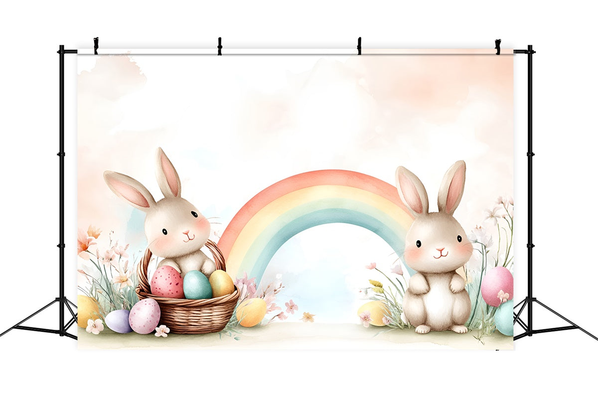 Easter Picture Backdrops Sweet Bunny Rainbow Delight Backdrop UK CSH2-77