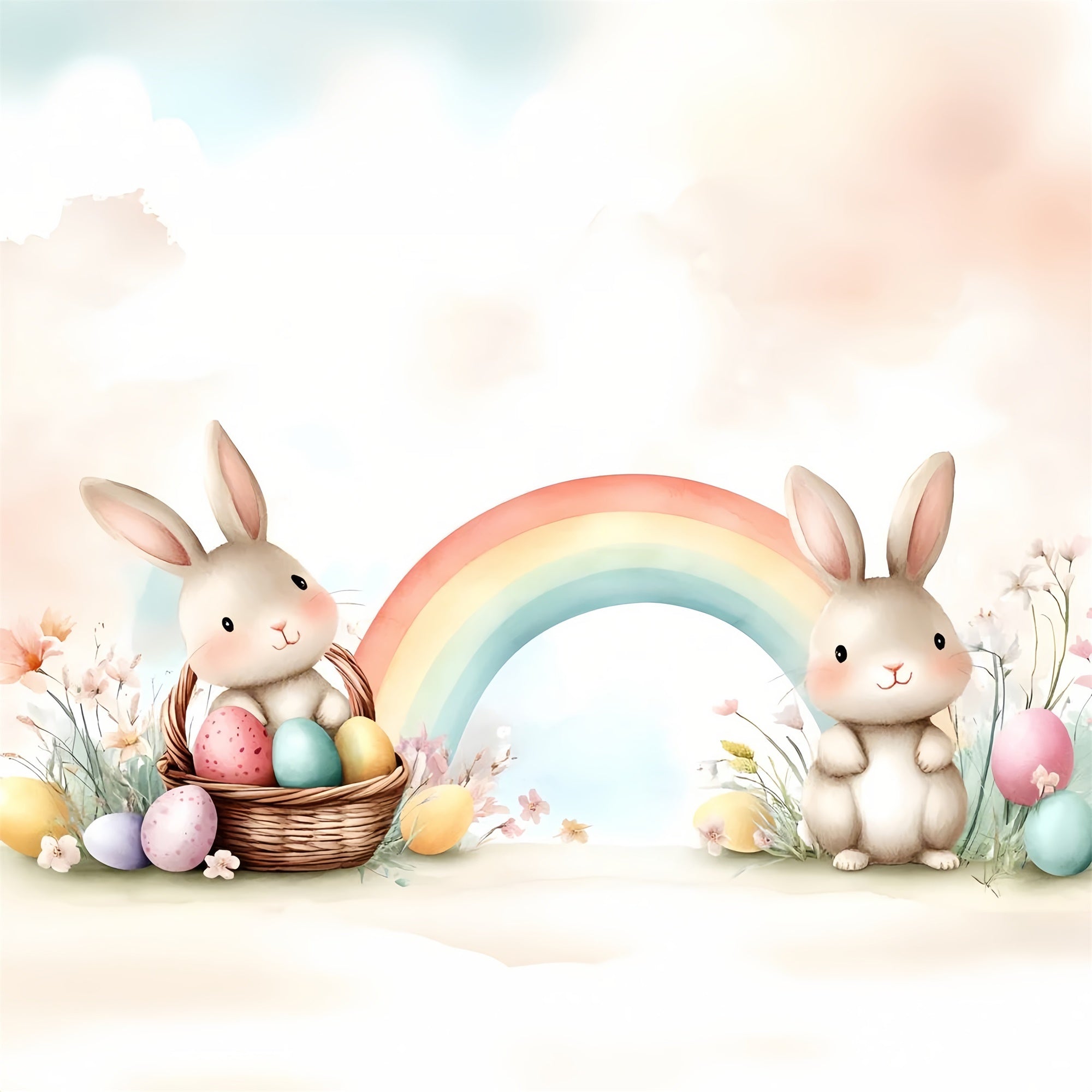 Easter Picture Backdrops Sweet Bunny Rainbow Delight Backdrop UK CSH2-77