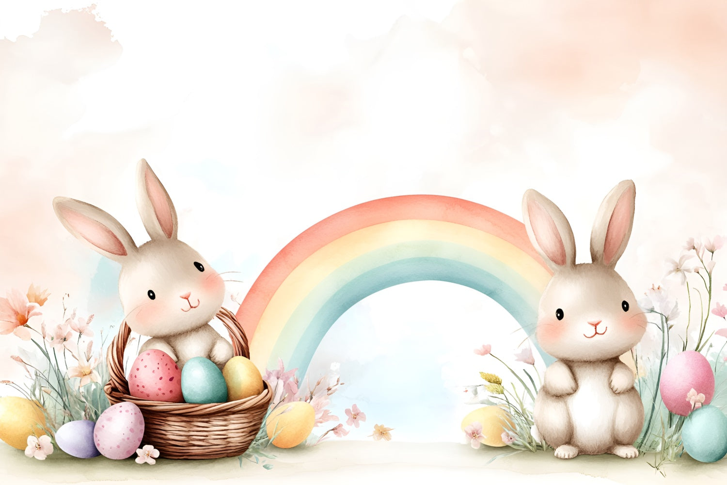 Easter Picture Backdrops Sweet Bunny Rainbow Delight Backdrop UK CSH2-77